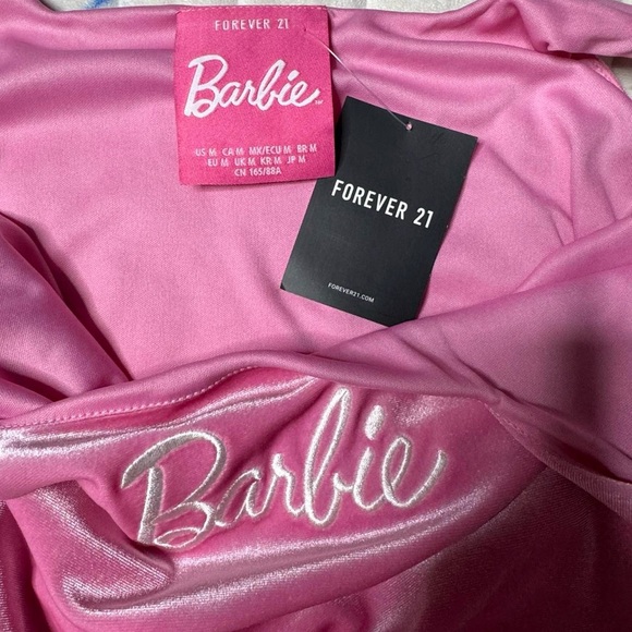 Forever 21 Barbie Pink Velvet Cosplay Halloween Mini Dress Women’s Medium NWT - Picture 5 of 9
